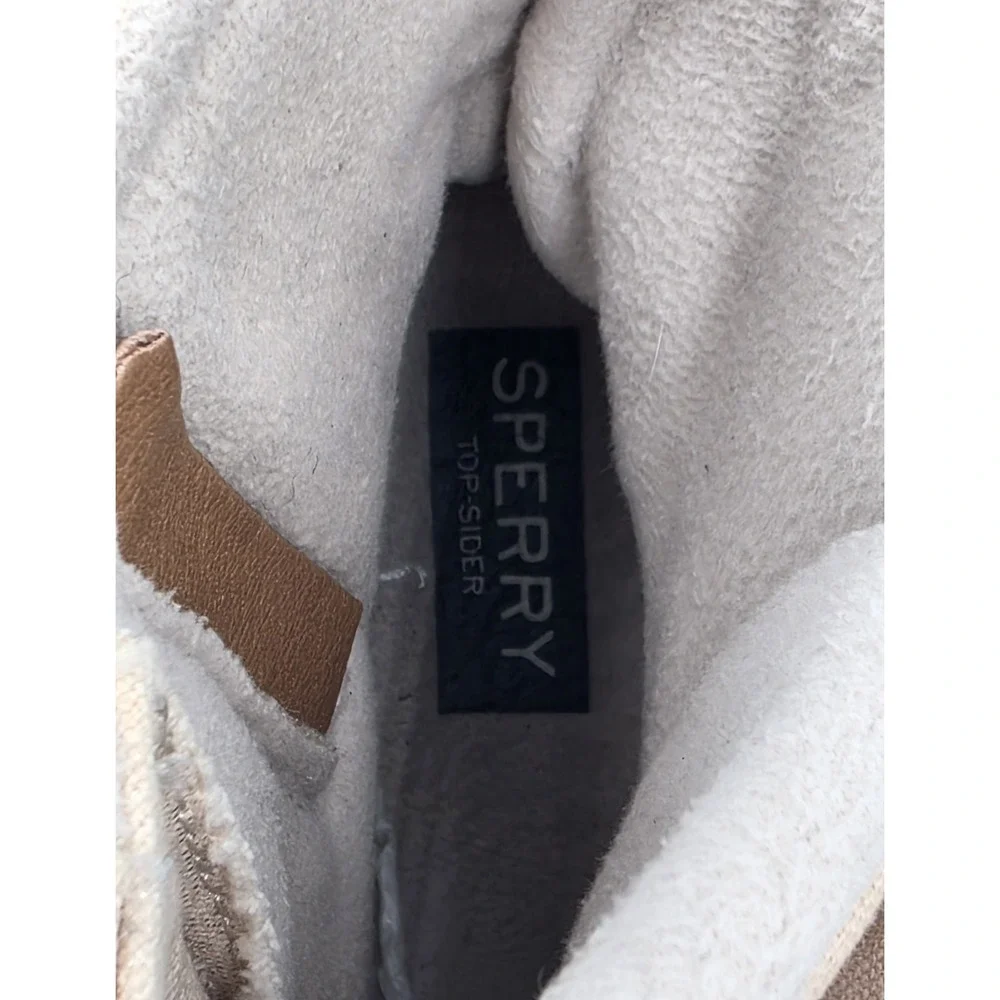 Sperry Waterproof Duck Booties Saltwater Canvas Oat/Gold‎ STS80493 Wmns Size 9